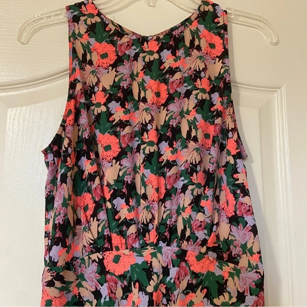 J. Crew Mercantile Black and Orange Sleeveless Midi Sundress